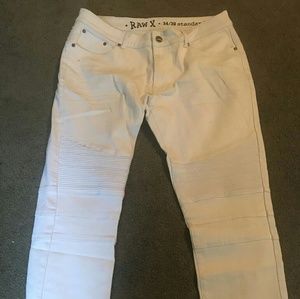Mens white raw x biker denim sz 34